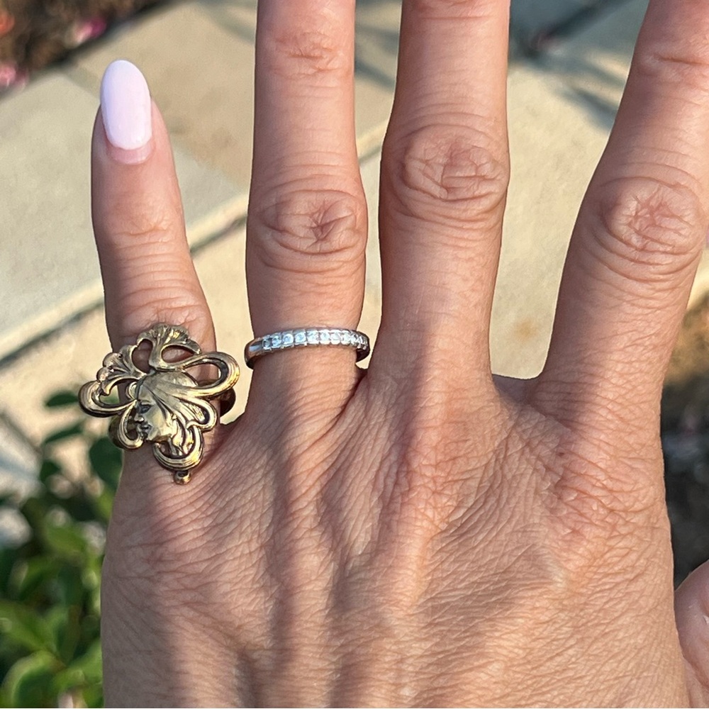 Vintage Art Nouveau Adjustable Lady Rings – Estate Gold-Plated – Size 4 to 8 - Picture 7 of 7